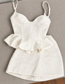 Conjunto no tecido importado short+blusa peplum