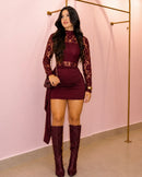 Conjunto Bory renda + cropped + saia