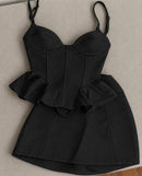 Conjunto no tecido importado short+blusa peplum