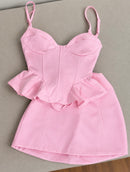 Conjunto no tecido importado short+blusa peplum