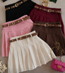 Short saia com cinto no tecido importado